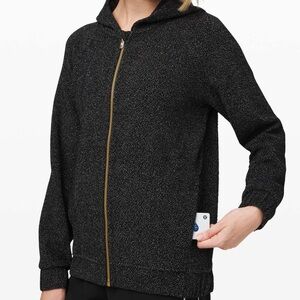 Lululemon Pave New Ways Black/White Speckled Full Zip Hoodie, Size Small